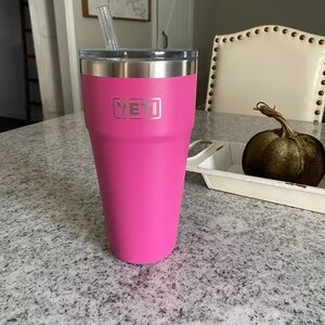 YETI Magenta Tumbler with Clear Straw